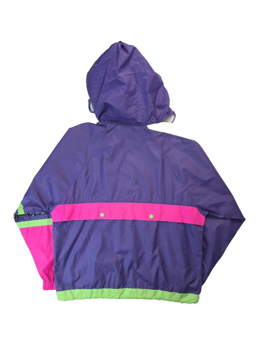Vintage 1980s Neon Purple Pink Retro Anorak Pullover Windbreaker Mens Medium M - Picture 2 of 6